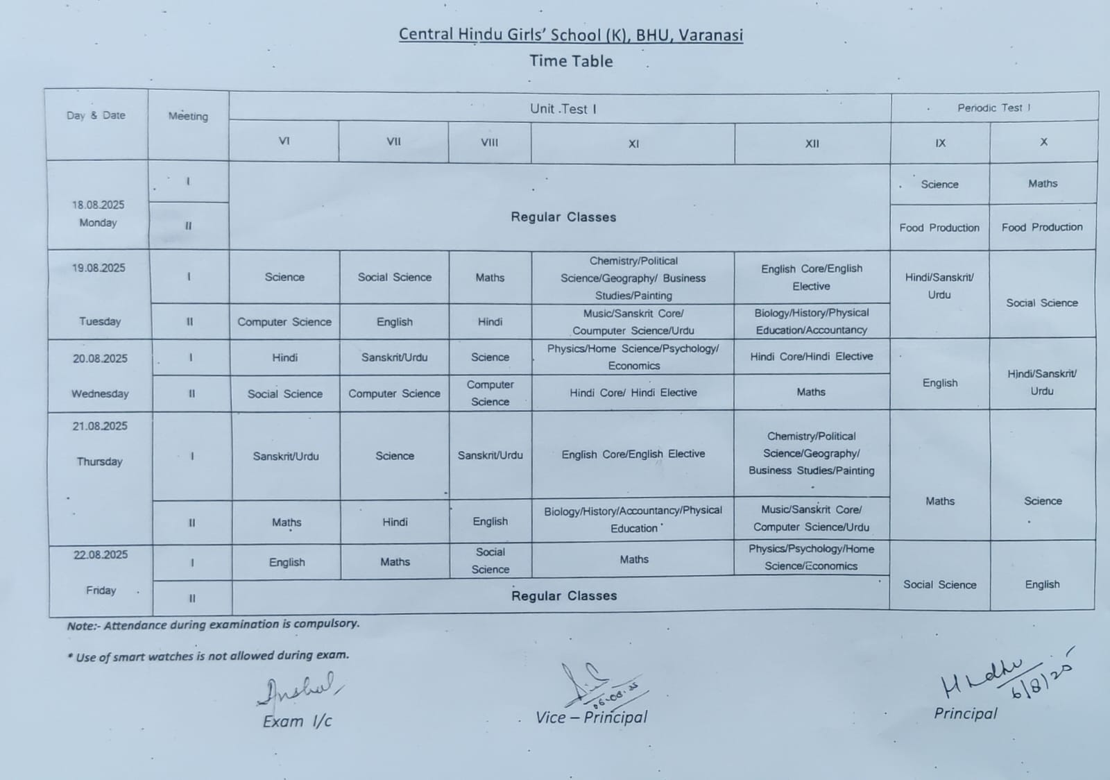 CHGS | Exam Schedule